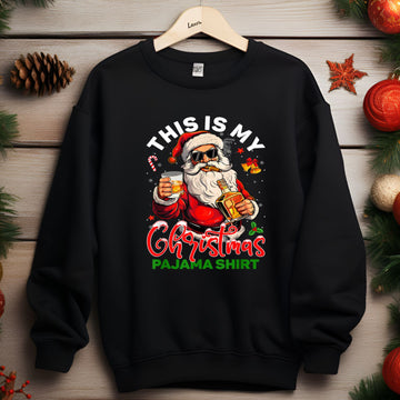 This Is My Christmas Pajama Shirt Santa With Bourbon