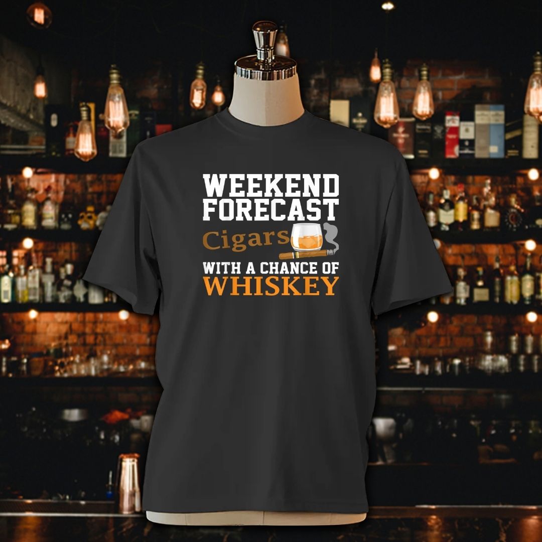 Weekend Forecast Cigars And Whiskey Unisex Jersey Tee