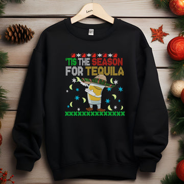 'Tis The Season For Tequila Dabbing Ugly Christmas Alcohol Sweatshirt