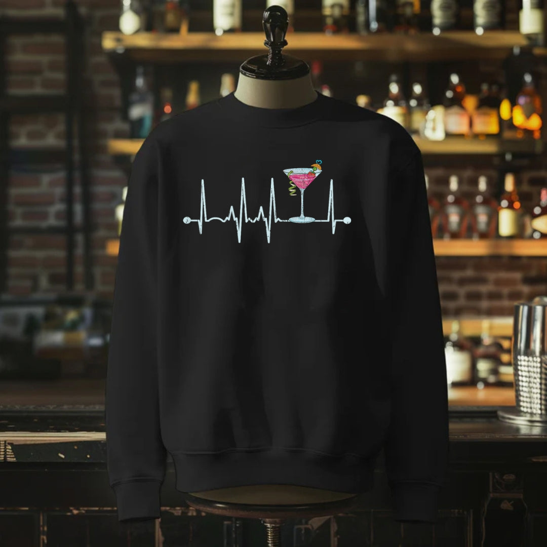 Funny Cocktail Glass Heartbeat Sweatshirt