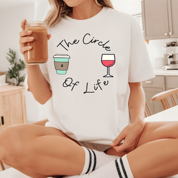 Funny Witty Circle of Life Wine and Coffee Unisex Jersey Tee