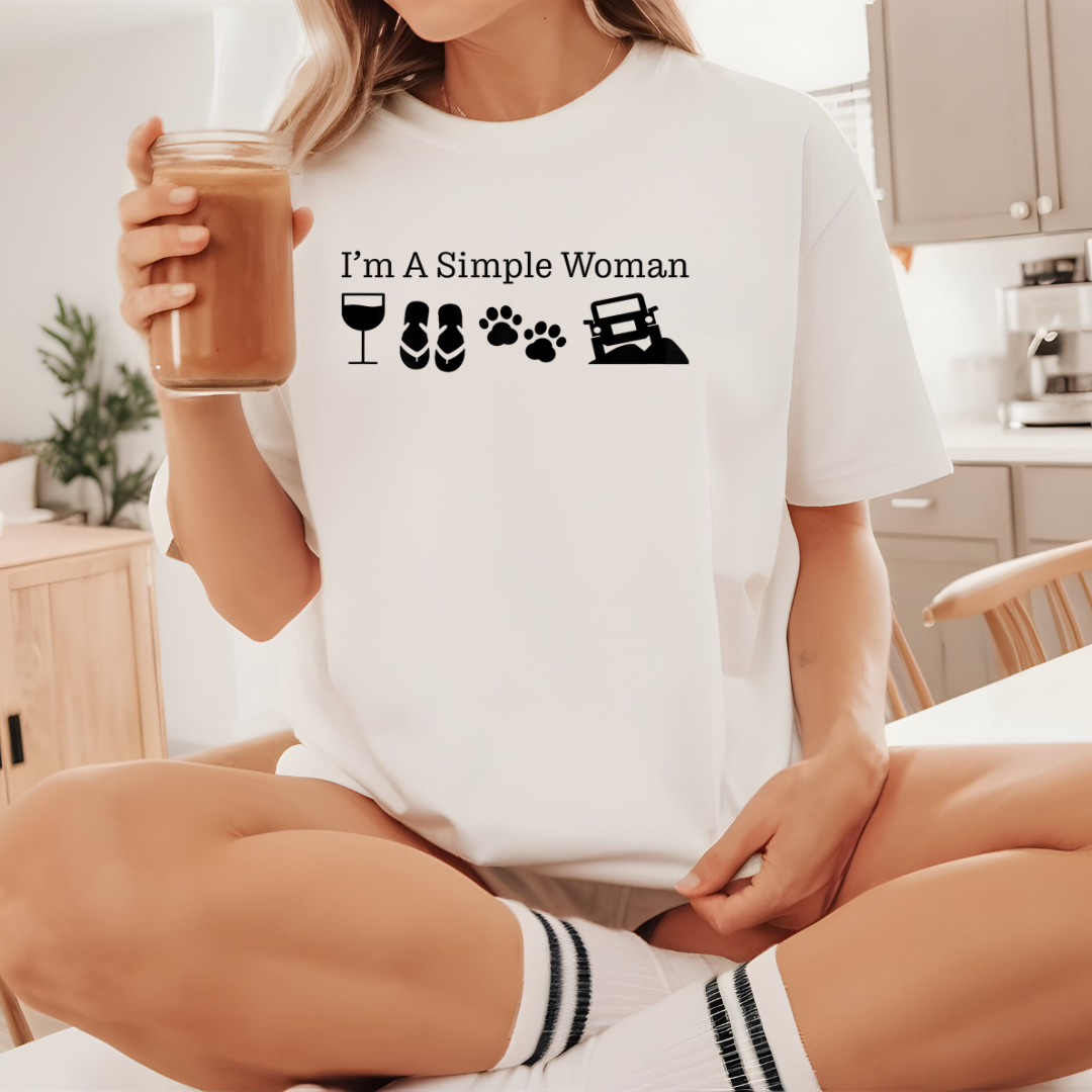 I'm A Simple Woman_ Love Wine Flip Flops Dog Unisex Jersey Tee