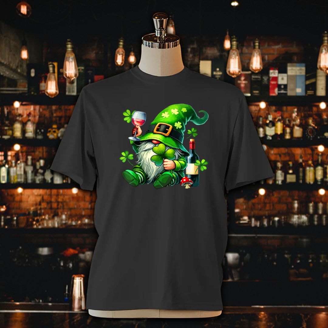 Gnome Drinking Wine St. Patrick's Day Unisex Jersey Tee