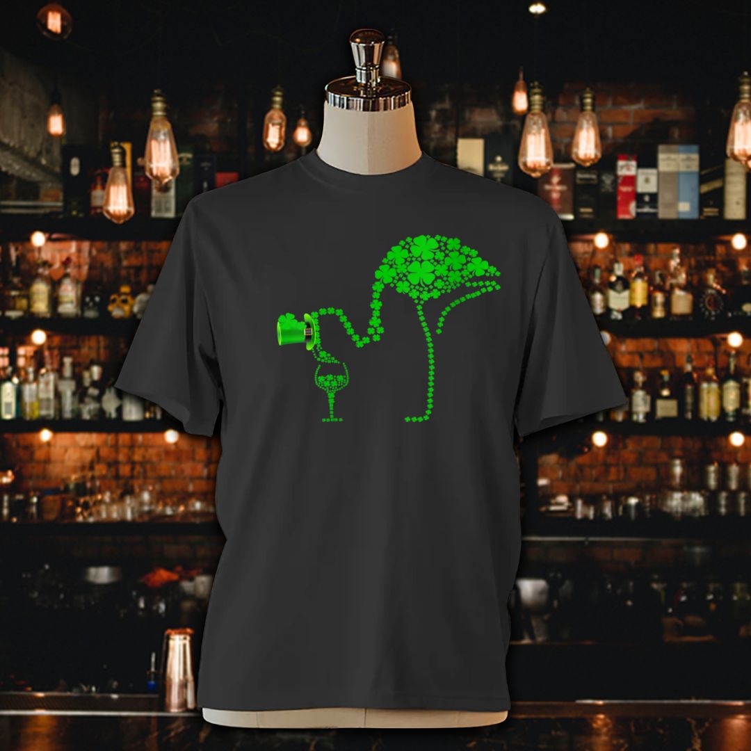 Flamingo Drink Wine St Patricks Day Unisex Jersey Tee