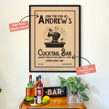 Male Cocktail Bar - Personalized Cocktail Bar Poster