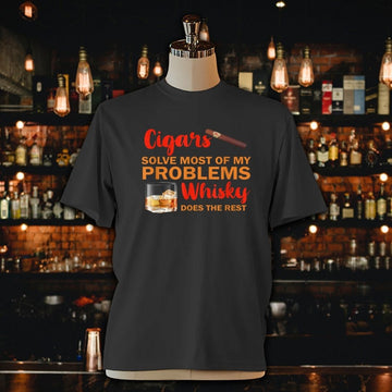 Cigars Solve Most Of My Problems and Whisky Does The Rest Unisex Jersey Tee