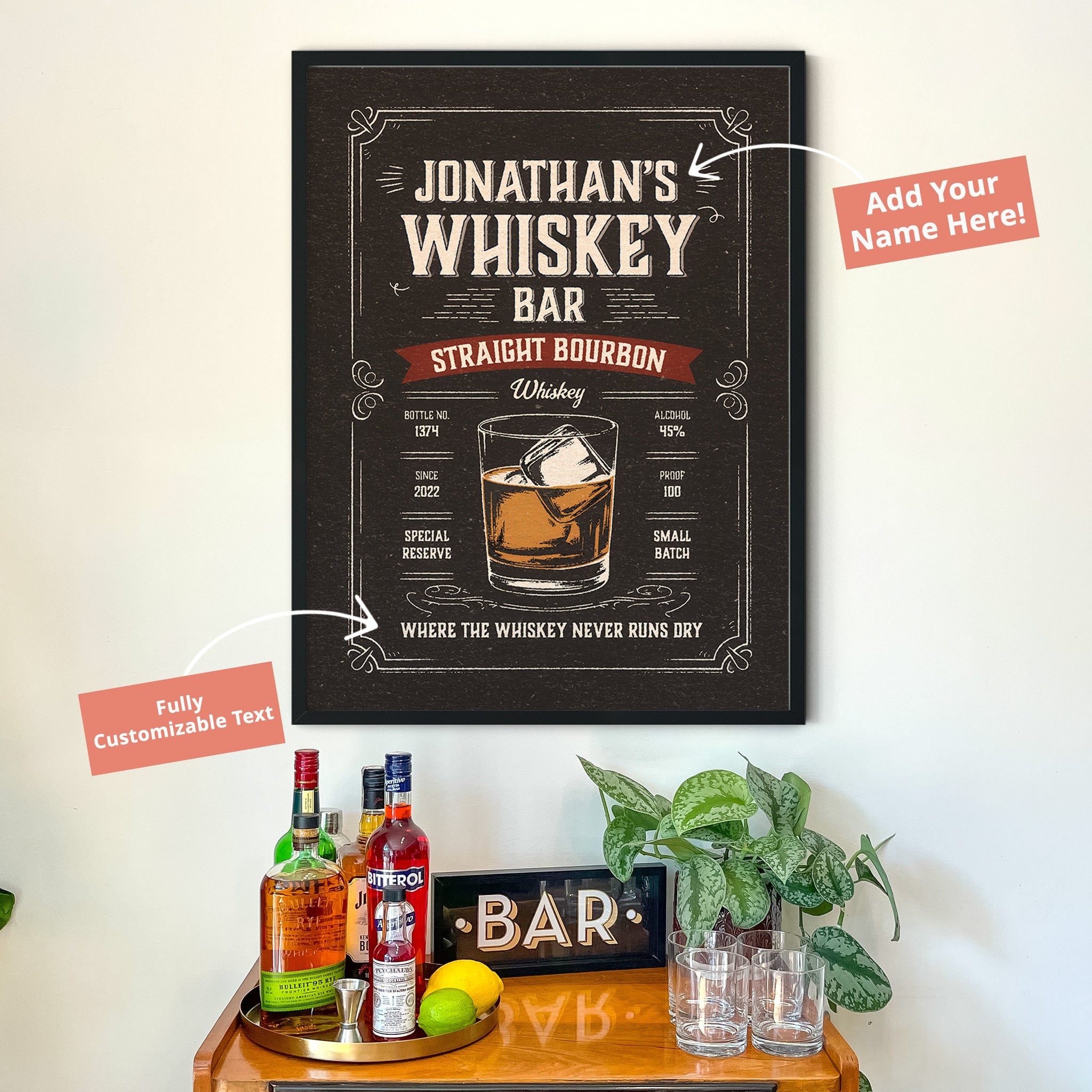 Whiskey Bar - Personalized Cocktail Bar Poster