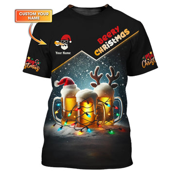 3D Full Print Beery Christmas Shirts Personalized Name Gift For Beer Lovers