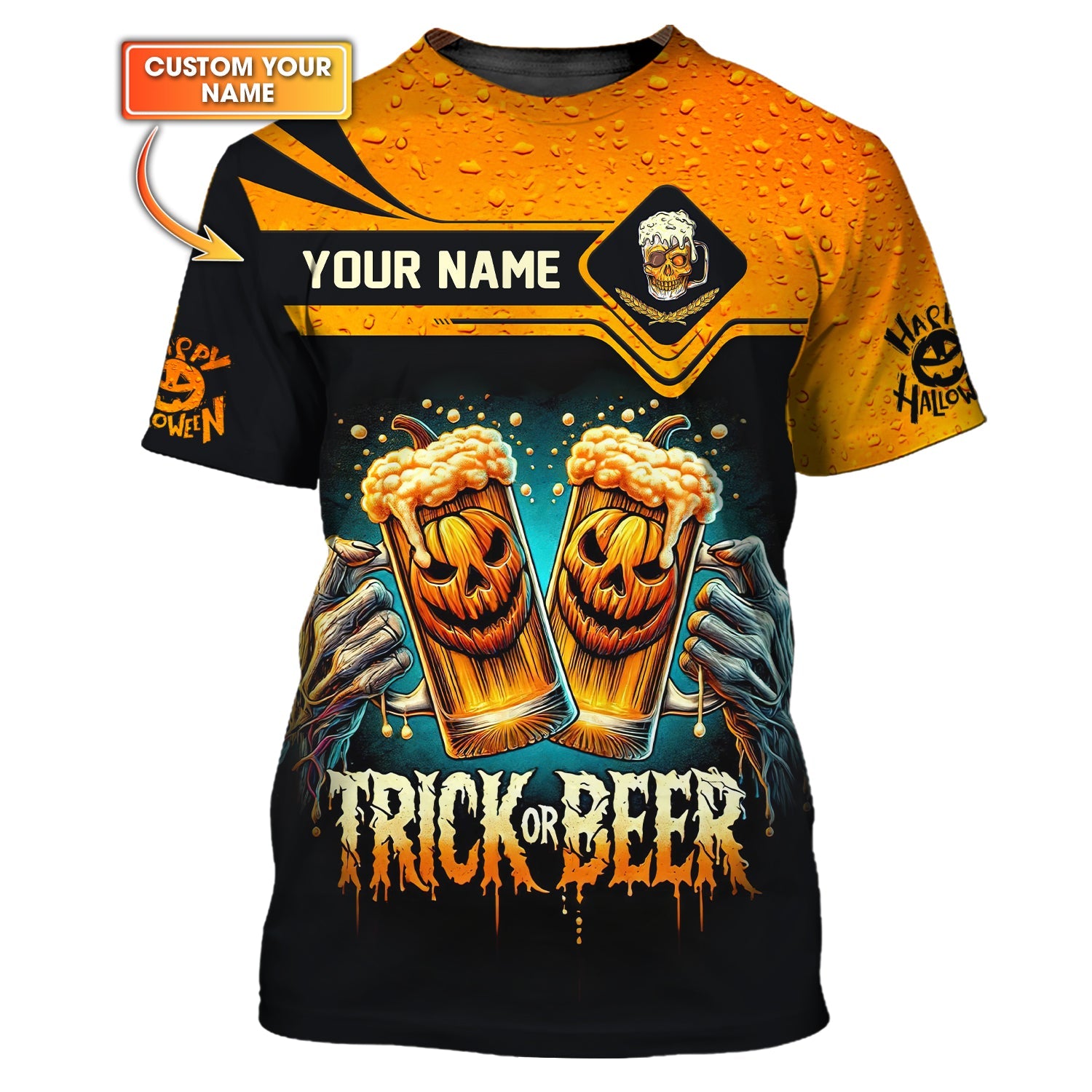 Trick Or Beer Custom T-Shirts Happy Halloween 3D Shirt Gift For Beer Lovers