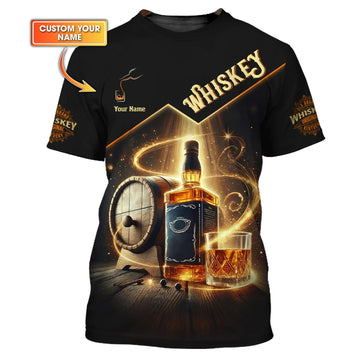 3D Full Print Whiskey With Barrel T-Shirts Personalized Name Gift For Whiskey Lovers