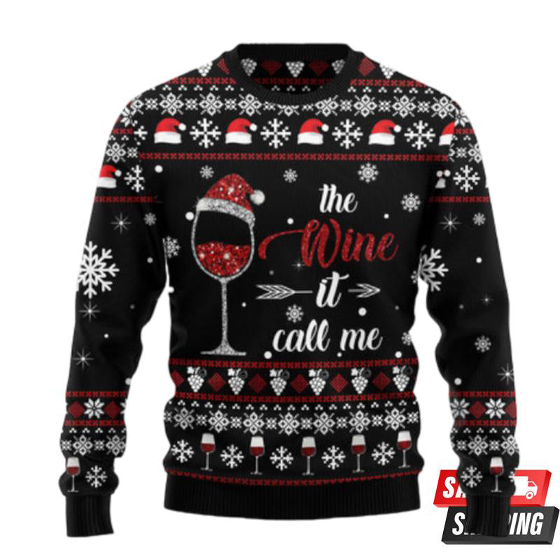 Wine Call Me Ugly Christmas Sweaters