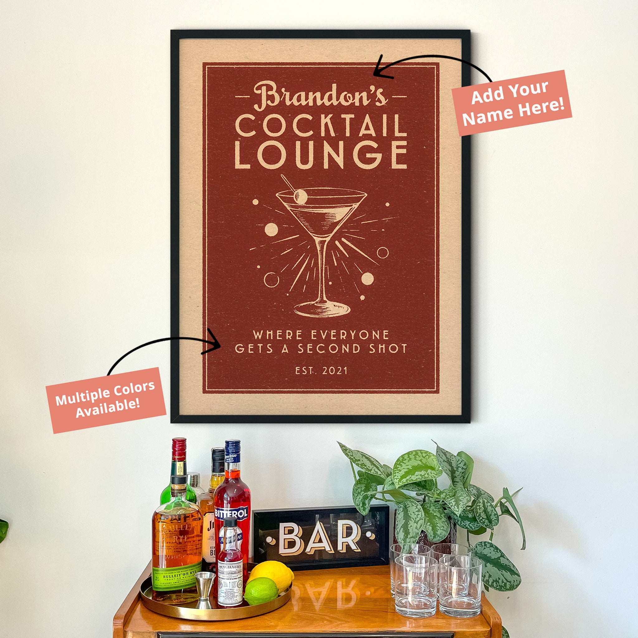 Martini Cocktail Lounge - Personalized Cocktail Bar Poster