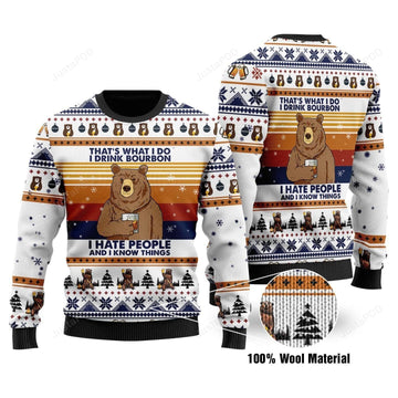 Bear Drink Bourbon Whiskey Christmas Ugly Sweater