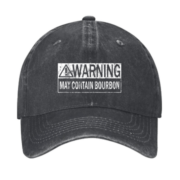 Warning May Contain Bourbon Funny Drinking Cap