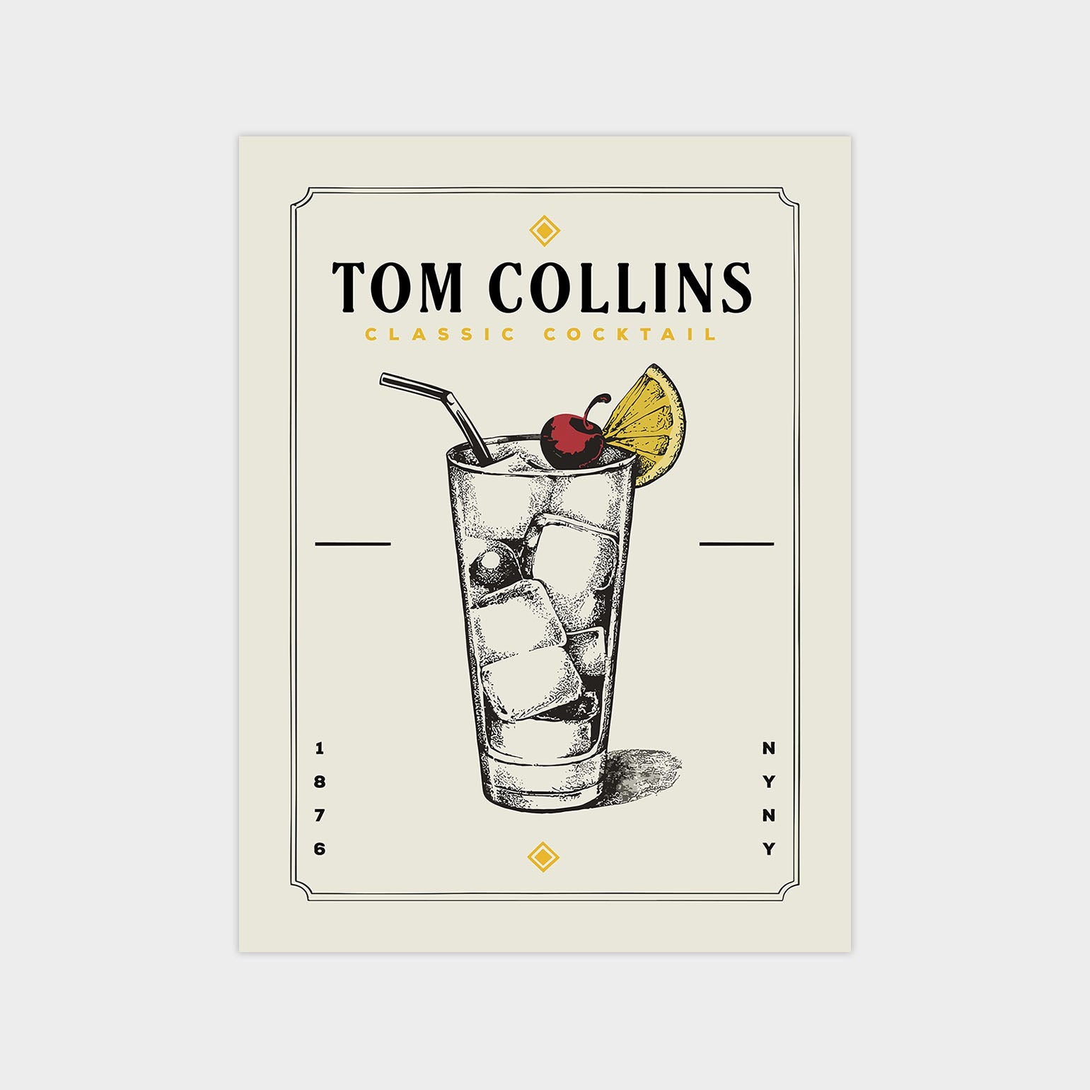 Tom Collins - Minimalist Cocktail Poster