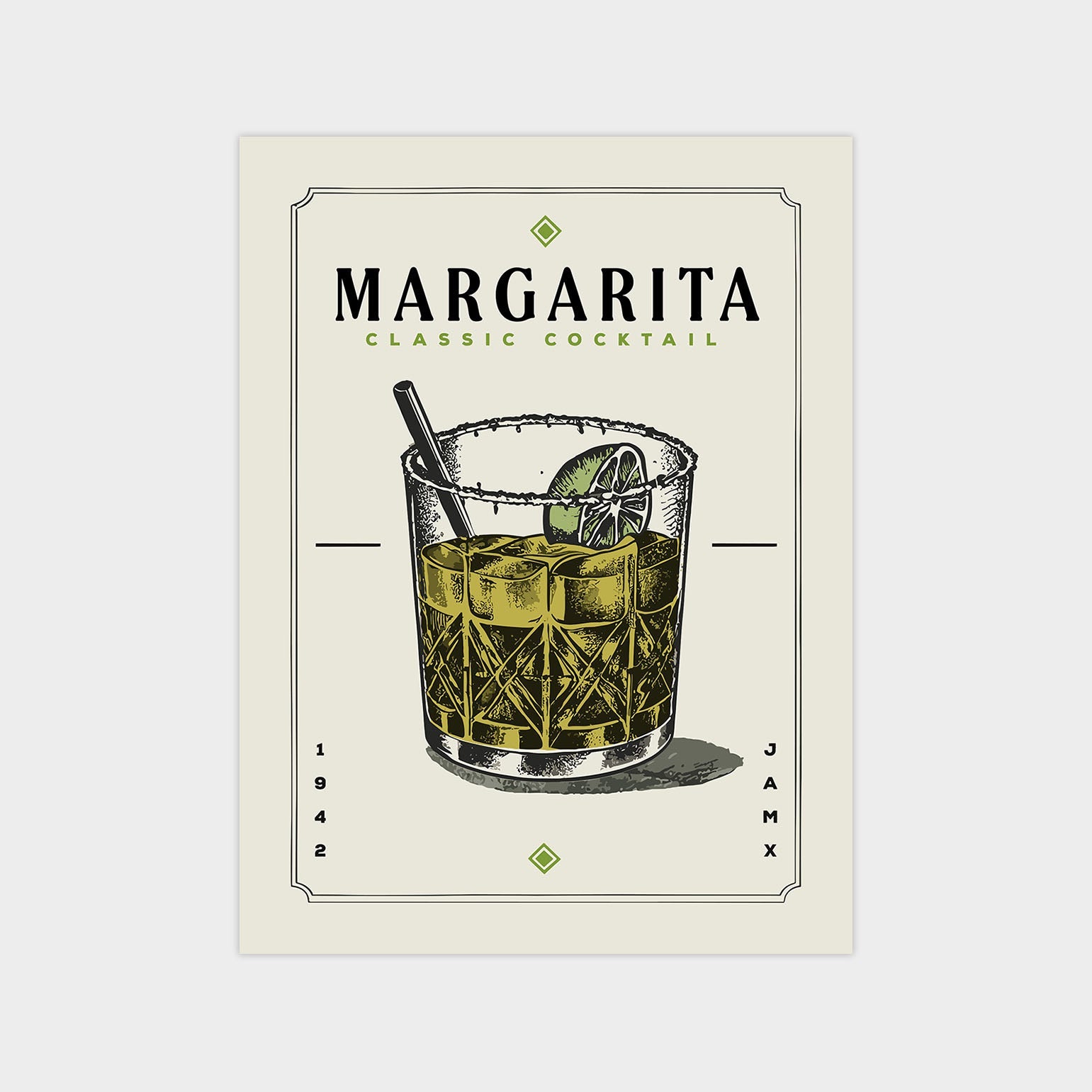 Margarita - Minimalist Cocktail Bar Art