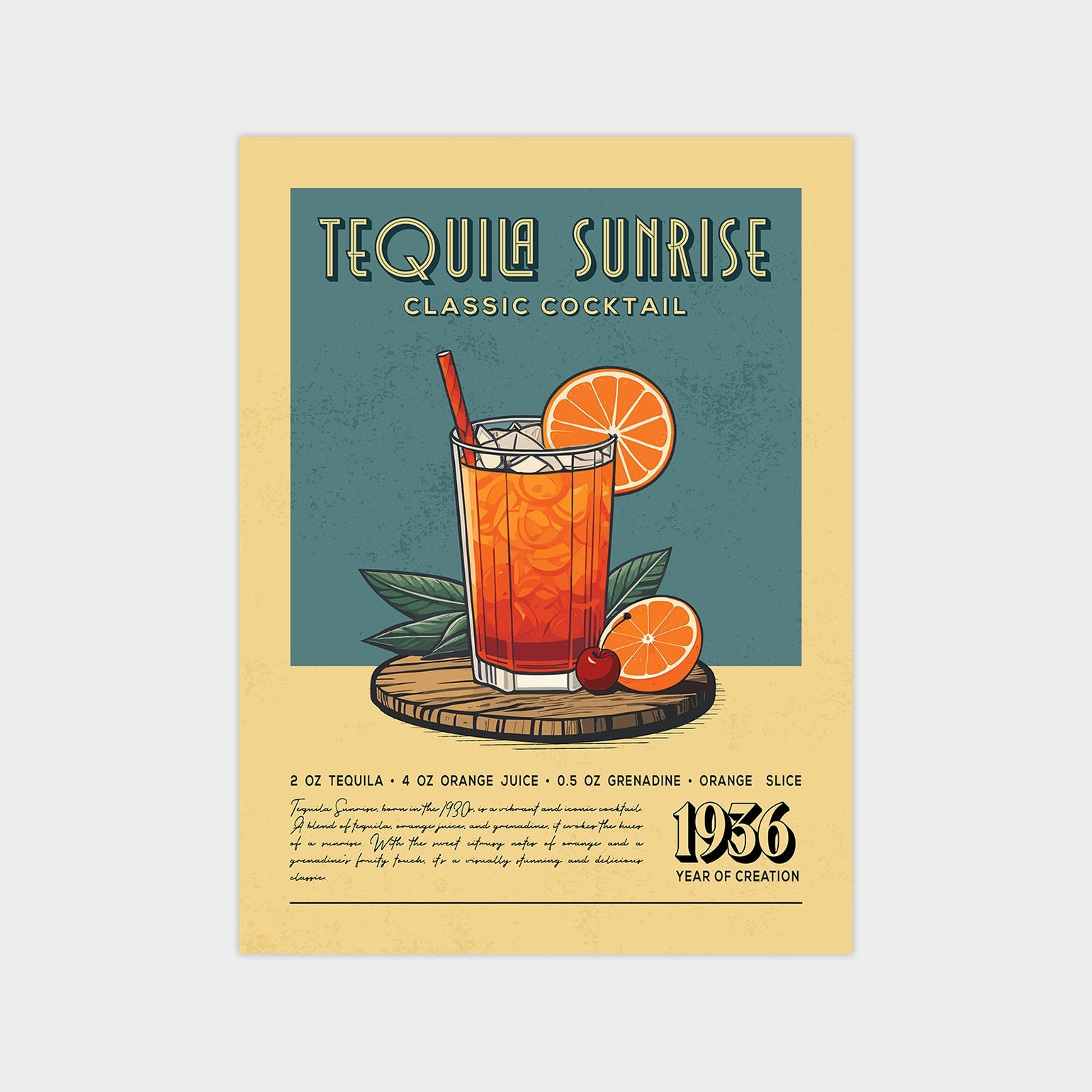 Tequila Sunrise - Classic Cocktail Poster