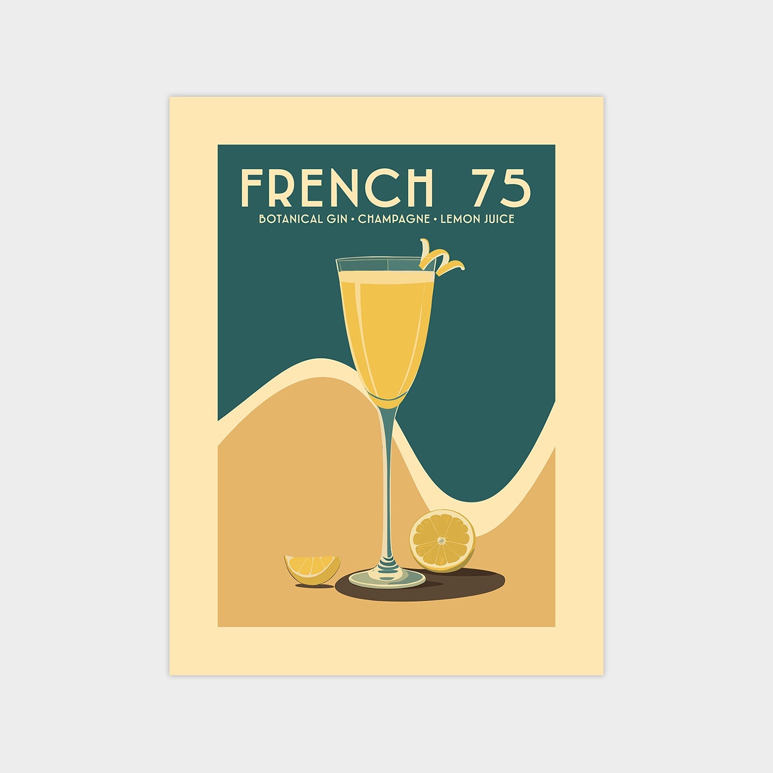 French 75 - Vintage Cocktail Poster