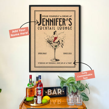 Female Cocktail Lounge - Personalized Cocktail Bar Poster