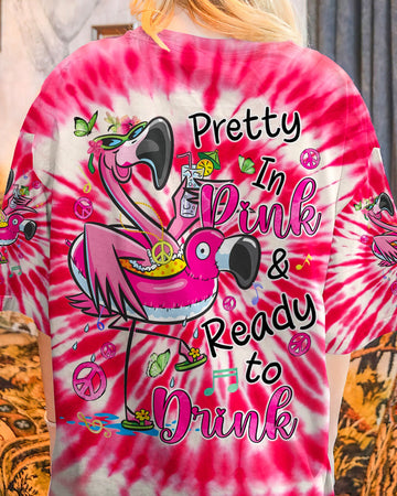 PRETTY IN PINK FLAMINGO TIE DYE ALL OVER PRINT - TYQY0307243